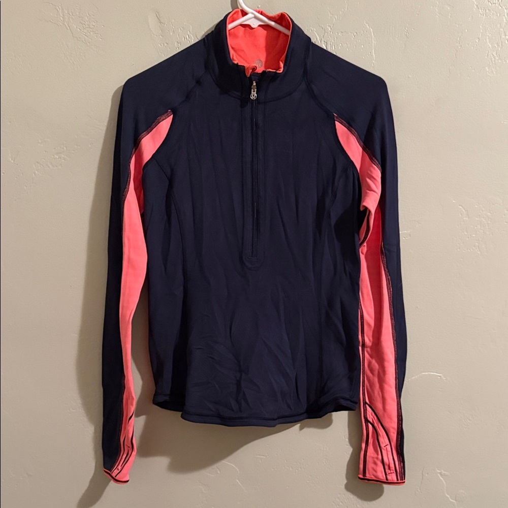 Lululemon athletics Women's Navy and Orange Reversible Quarter Zip Top 6